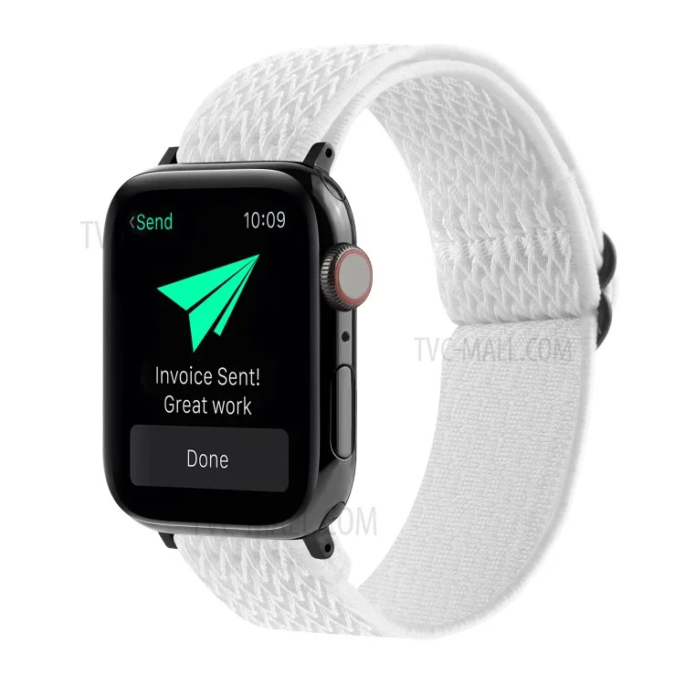 Correa de reloj de nailon elástico con patrón de ondas de repuesto para Apple Watch Series 10 46mm / Ultra 2 Ultra 49mm / 9 8 7 45mm / SE (2023) SE (2022) SE 6 5 4 44mm / 3 2 1 42mm - Blanco