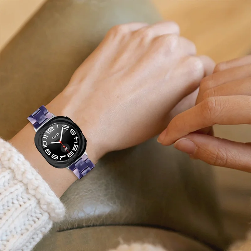 Bracelete de resina acrílica à prova d'água para Samsung Galaxy Watch8 Classic / Watch8 / Ultra 2 - Preto / Rosa