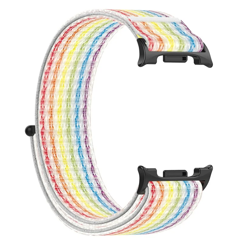 Watch Strap for Samsung Galaxy Watch8 44mm / 40mm / Watch8 Classic 43mm / 47mm / Watch Ultra 2 Magic Tape Nylon Woven Band - Rainbow