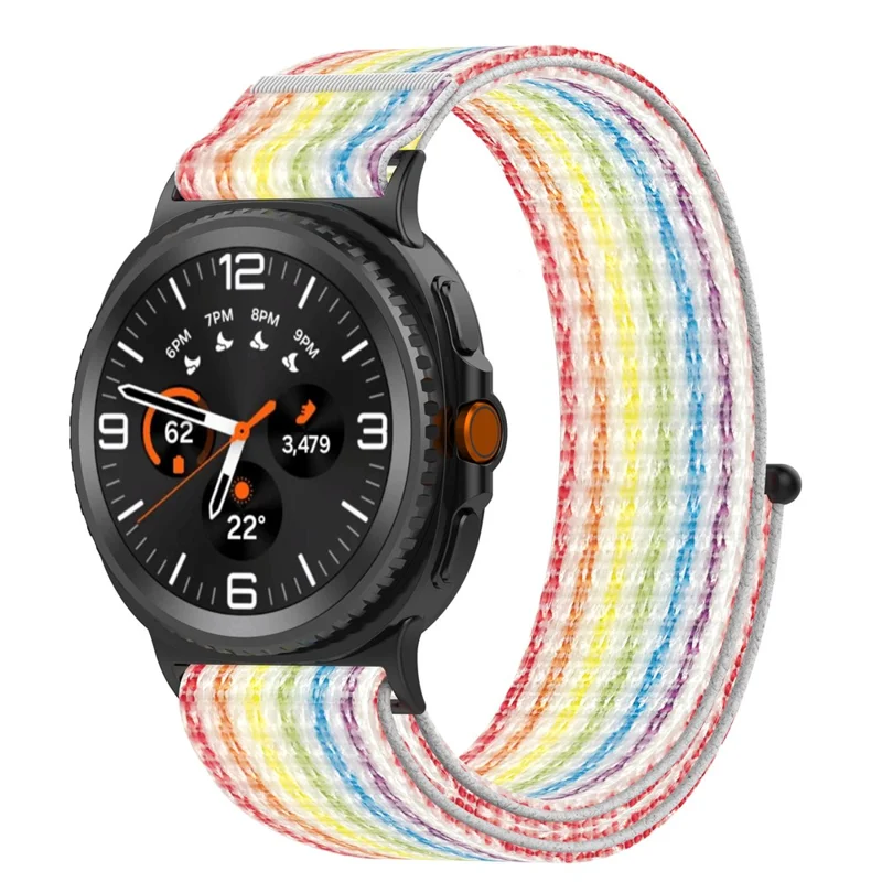 Watch Strap for Samsung Galaxy Watch8 44mm / 40mm / Watch8 Classic 43mm / 47mm / Watch Ultra 2 Magic Tape Nylon Woven Band - Rainbow