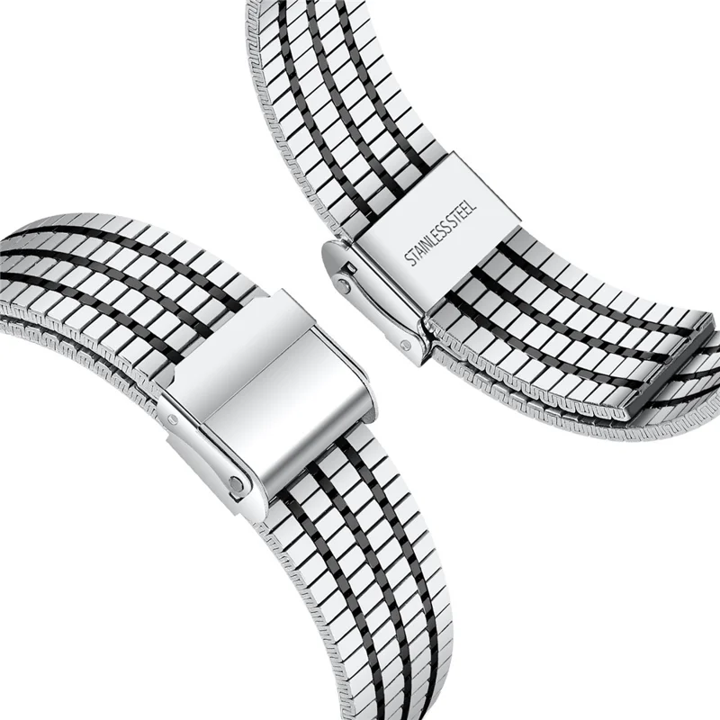 Watch Band for Samsung Galaxy Watch Ultra 2 / Watch8 44mm 40mm / Watch8 Classic 43mm 47mm 7-Beads Electroplated Stainless Steel Strap - Silver + Black