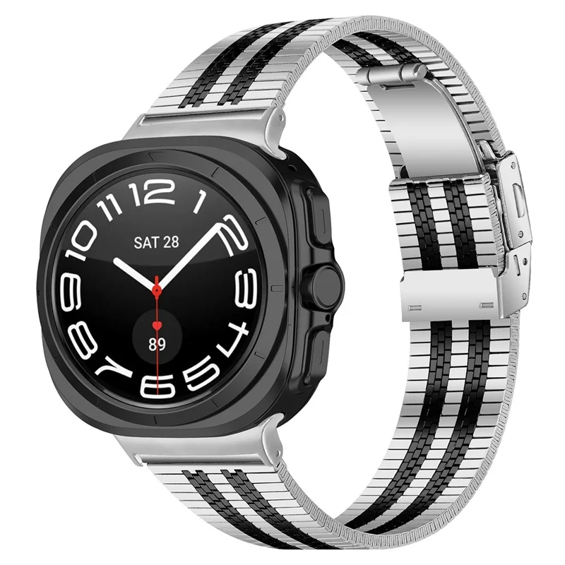 Correa de 5 Cuentas de Color para Samsung Galaxy Watch Ultra 2 / Watch8 44mm / 40mm / Watch8 Classic 43mm / 47mm Correa de Reloj Metálica - Negro / Plata