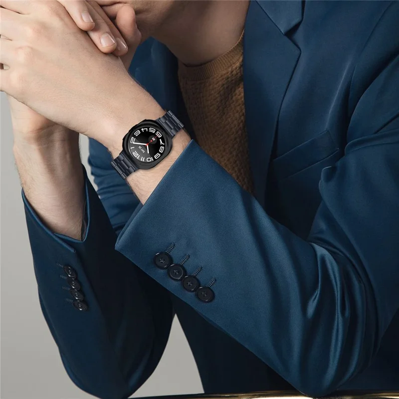 Bracelet de montre en métal à 3 rangées pour Samsung Galaxy Watch Ultra 2 / Watch8 44mm / 40mm / Watch8 Classic 43mm / 47mm, Gris Foncé