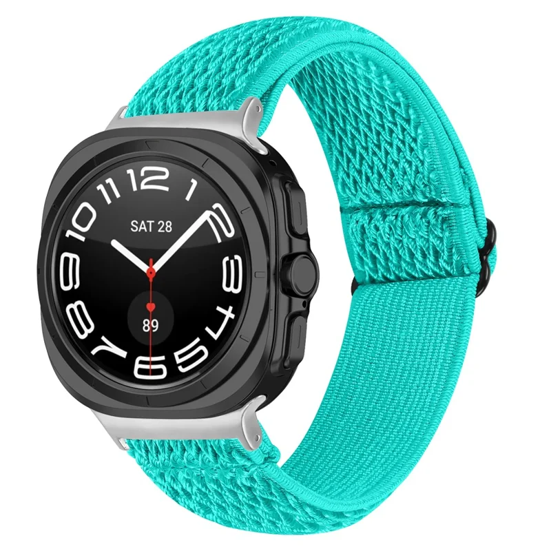 Cinturino per Orologio in Nylon per Samsung Galaxy Watch Ultra 2 / Watch8 44mm 40mm / Watch8 Classic 43mm 47mm Cinghia Elastica da Polso con Connettore Argento - Verde Menta