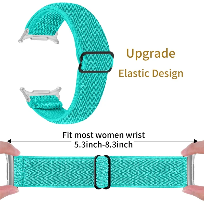 Cinturino per Orologio in Nylon per Samsung Galaxy Watch Ultra 2 / Watch8 44mm 40mm / Watch8 Classic 43mm 47mm Cinghia Elastica da Polso con Connettore Argento - Verde Menta