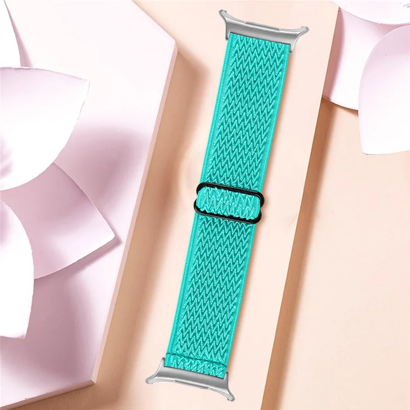 Cinturino per Orologio in Nylon per Samsung Galaxy Watch Ultra 2 / Watch8 44mm 40mm / Watch8 Classic 43mm 47mm Cinghia Elastica da Polso con Connettore Argento - Verde Menta