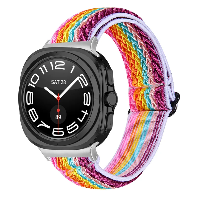 Correa de Reloj de Nailon para Samsung Galaxy Watch Ultra 2 / Watch8 44mm 40mm / Watch8 Classic 43mm 47mm Correa Elástica de Muñeca con Conector Plateado - Multicolor