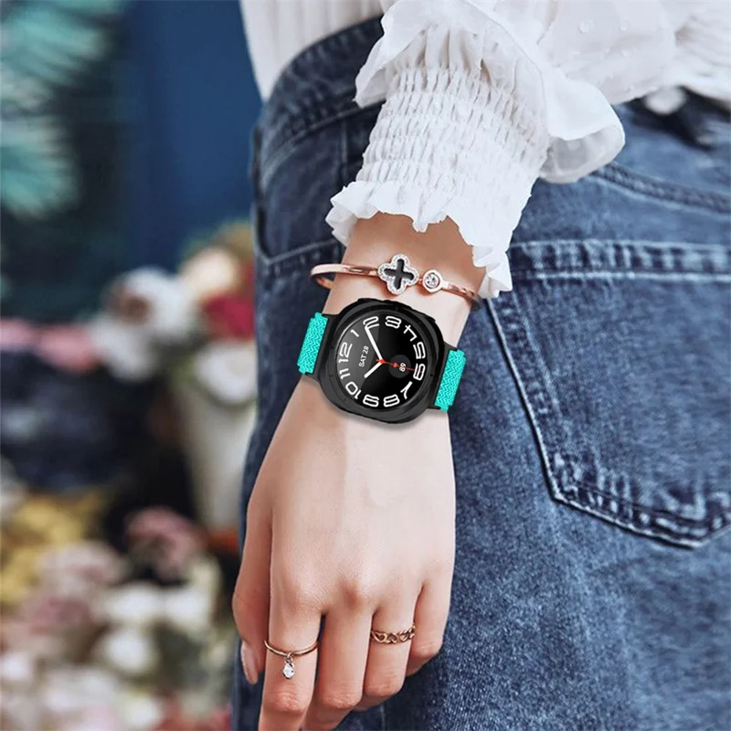 Banda elástica para Samsung Galaxy Watch Ultra 2 / Watch8 44mm / 40mm / Watch8 Classic 43mm / 47mm Correa con Conector Negro - Verde Menta