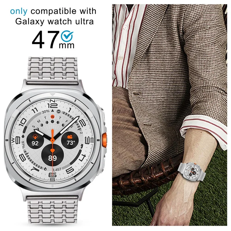 Metal Bands for Samsung Galaxy Watch8 44mm / 40mm / Watch8 Classic 46mm Magnetic Clasp Silver Watch Strap