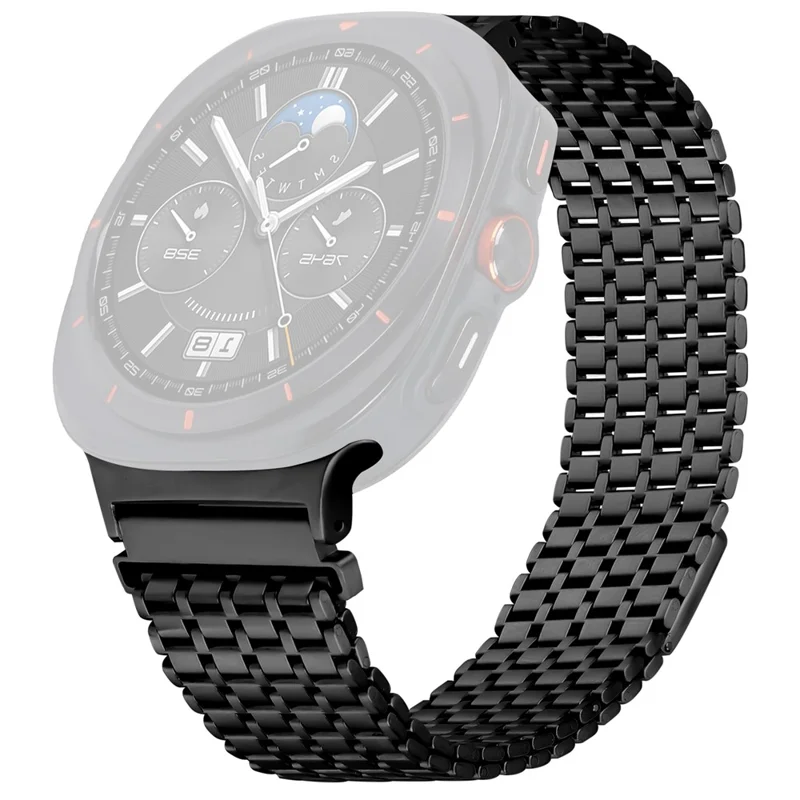 Watch Band For Samsung Galaxy Watch Ultra 2 / Watch8 44mm 40mm / Watch8 Classic 43mm 47mm Stainless Steel Magnetic Nine-Bead Strap - Black