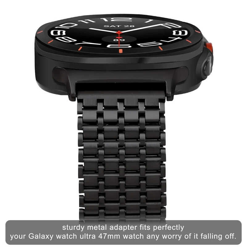 Watch Band For Samsung Galaxy Watch Ultra 2 / Watch8 44mm 40mm / Watch8 Classic 43mm 47mm Stainless Steel Magnetic Nine-Bead Strap - Black