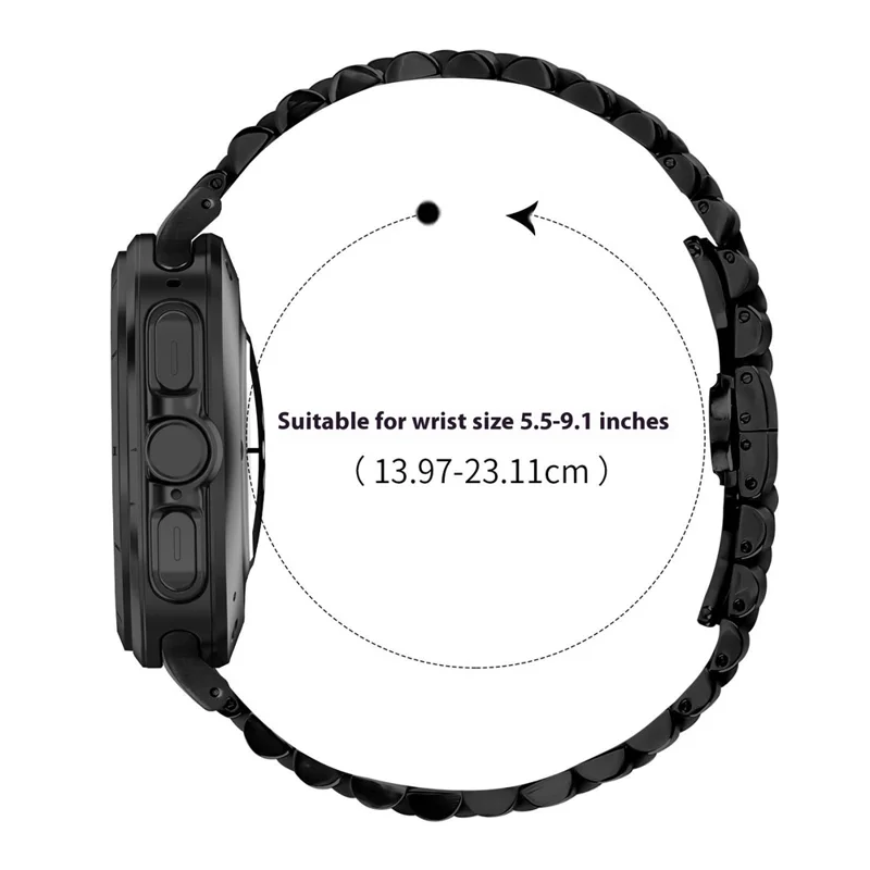 Bracelet pour Samsung Galaxy Watch Ultra 2 / Watch8 44mm 40mm / Watch8 Classic 43mm 47mm - Bracelet à Maille Métallique 5 Rangées avec Fermoir Papillon - Noir