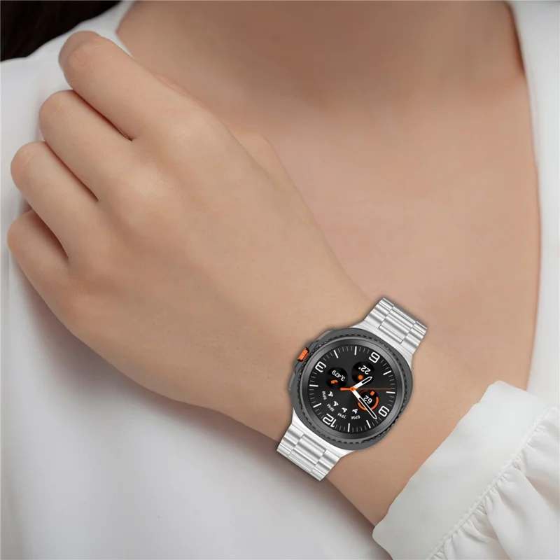 3-Bead Watch Strap for Samsung Galaxy Watch8 44mm / 40mm / Watch8 Classic 43mm / 47mm / Watch Ultra 2 Stainless Steel Wrist Band - Silver