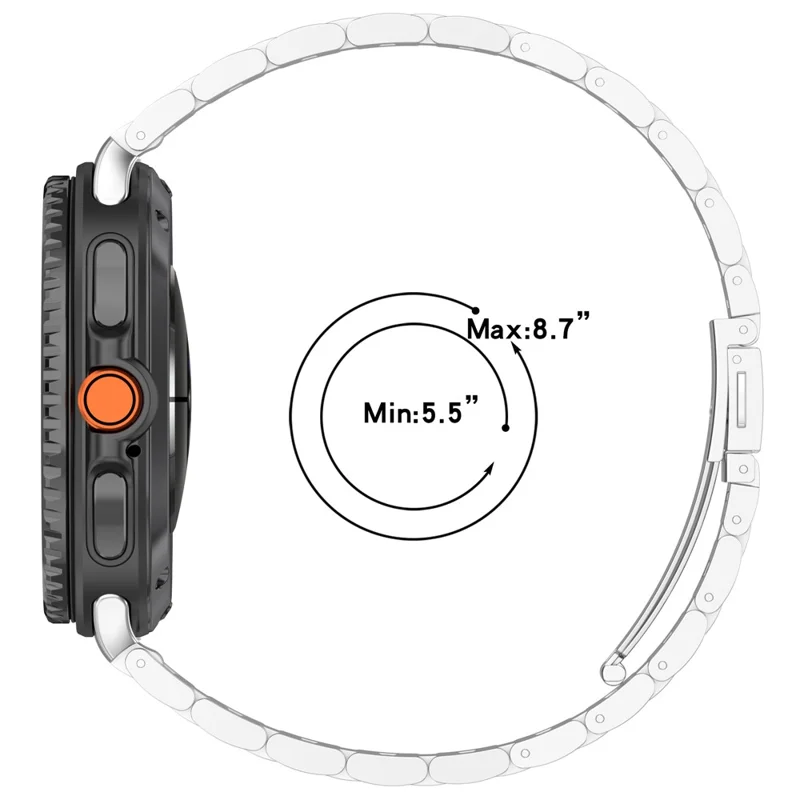 3-Bead Watch Strap for Samsung Galaxy Watch8 44mm / 40mm / Watch8 Classic 43mm / 47mm / Watch Ultra 2 Stainless Steel Wrist Band - Black