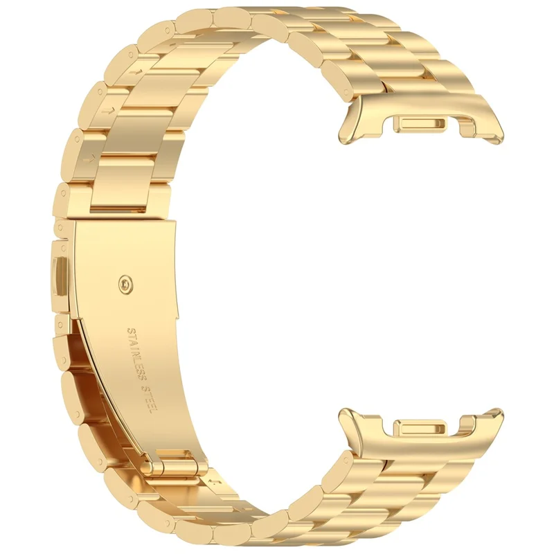 3-Bead Watch Strap for Samsung Galaxy Watch8 44mm / 40mm / Watch8 Classic 43mm / 47mm / Watch Ultra 2 Stainless Steel Wrist Band - Gold
