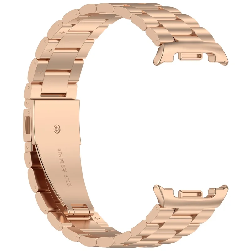 3-Bead Watch Strap for Samsung Galaxy Watch8 44mm / 40mm / Watch8 Classic 46mm Stainless Steel Wrist Band - Rose Gold