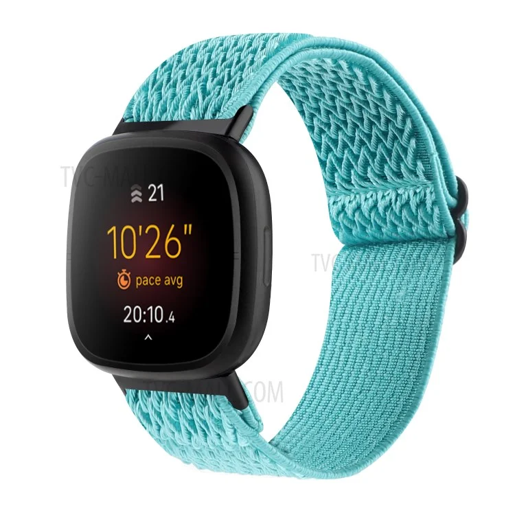 Correa de reloj inteligente de nailon ajustable con patrón de olas para Fitbit Versa 3/Versa Sense - Verde