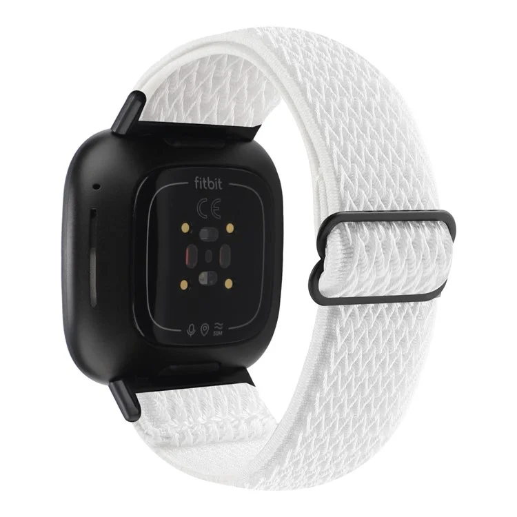 Padrão de Onda de Nylon Ajustável Cinturão de Pulseira de Faixa de Vigilância Inteligente Para Fitbit Versa 3/Versa Sense - Branco