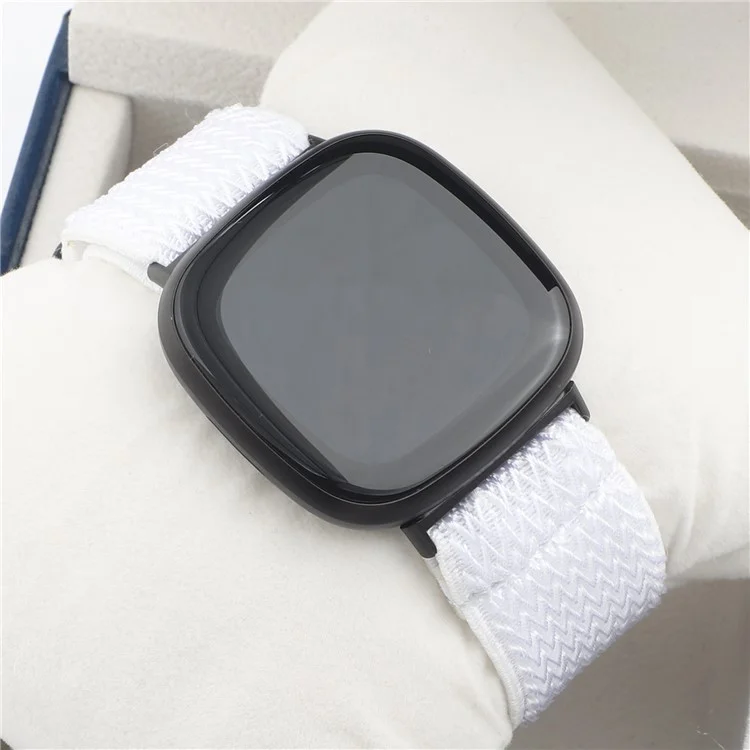 Einstellbares Nylon-Wellenmuster-Smartwatch-Armband für Fitbit Versa 3/Versa Sense - Weiß