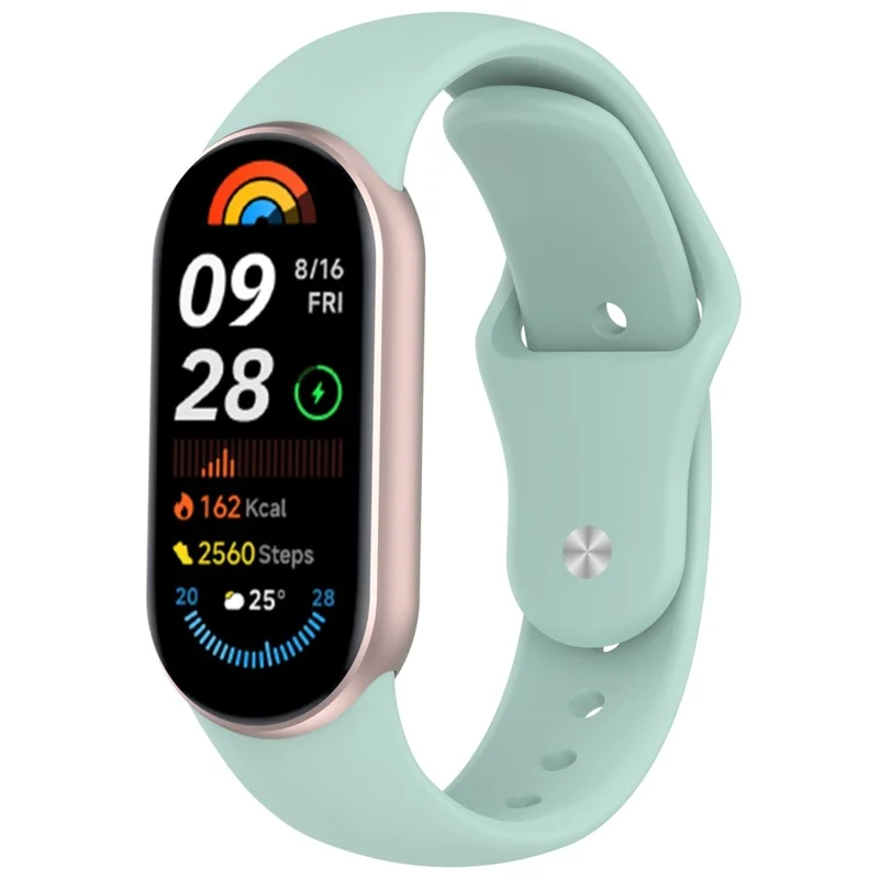 Ремешок для умного браслета Xiaomi Smart Band 10 NFC / 10 / 9 NFC / 9 / 8 NFC / 8 с обратной пряжкой, силиконовый - Светло-зеленый
