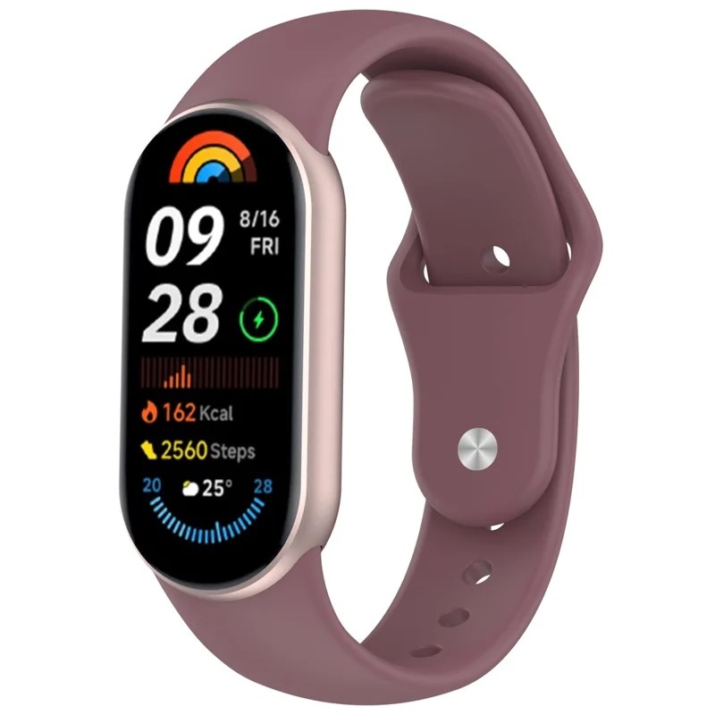 Watch Band for Xiaomi Smart Band 10 NFC / 10 / 9 NFC / 9 / 8 NFC / 8 Reverse Buckle Silicone Wrist Strap - Smoky Purple
