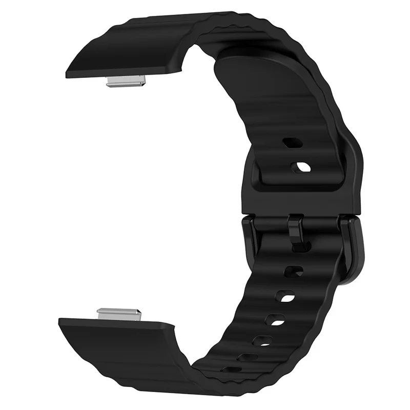 Replacement Silicone Strap for Huawei Watch Fit 3 / 4 / 4 Pro Wave Pattern Smart Watch Wrist Band - Black