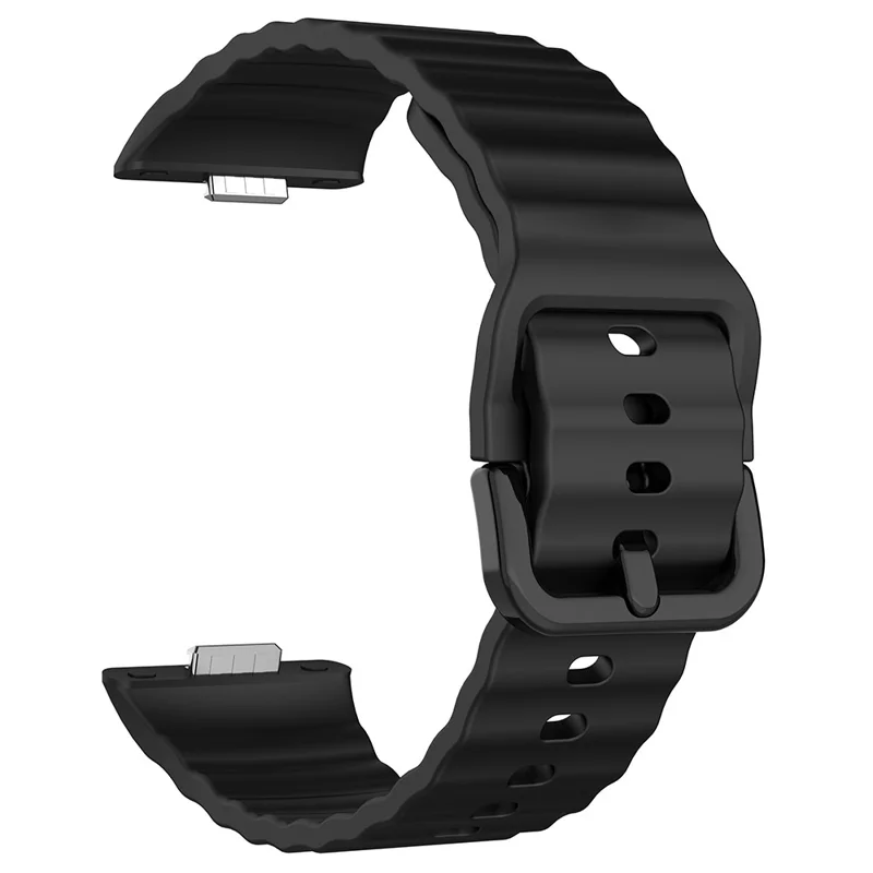 Replacement Silicone Strap for Huawei Watch Fit 3 / 4 / 4 Pro Wave Pattern Smart Watch Wrist Band - Black