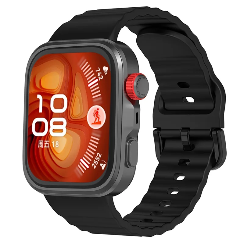 Replacement Silicone Strap for Huawei Watch Fit 3 / 4 / 4 Pro Wave Pattern Smart Watch Wrist Band - Black