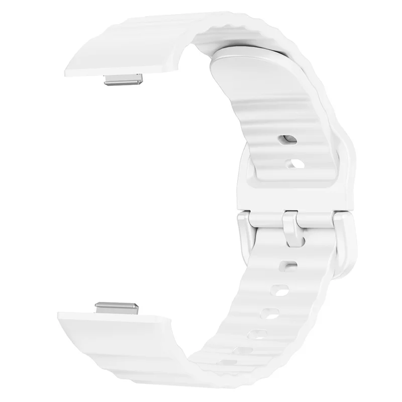 Replacement Silicone Strap for Huawei Watch Fit 3 / 4 / 4 Pro Wave Pattern Smart Watch Wrist Band - White