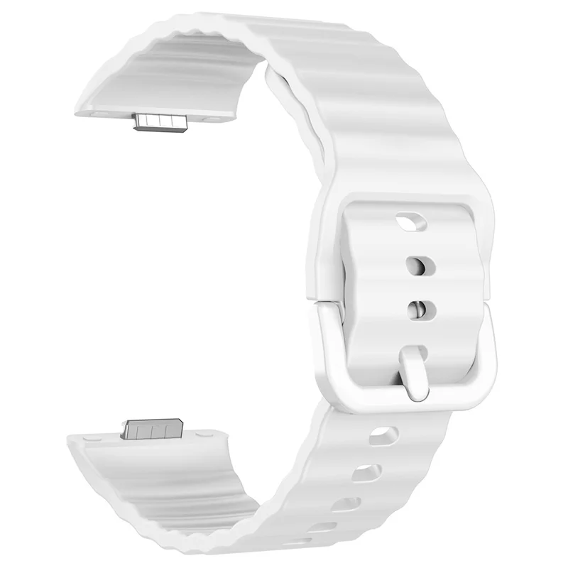 Replacement Silicone Strap for Huawei Watch Fit 3 / 4 / 4 Pro Wave Pattern Smart Watch Wrist Band - White