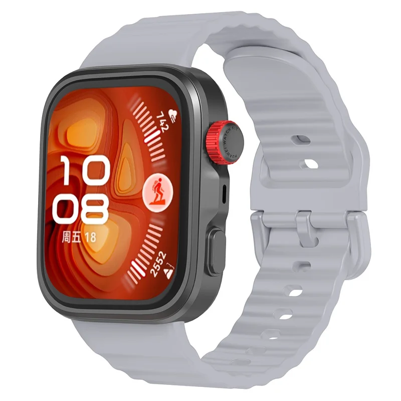 Replacement Silicone Strap for Huawei Watch Fit 3 / 4 / 4 Pro Wave Pattern Smart Watch Wrist Band - Light Grey