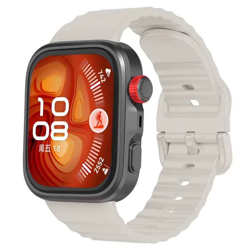 Replacement Silicone Strap for Huawei Watch Fit 3 / 4 / 4 Pro Wave Pattern Smart Watch Wrist Band - Starlight