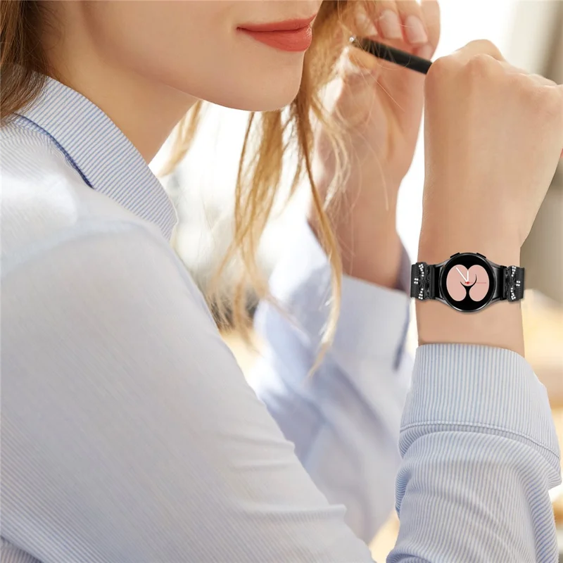 Farbiges Metallarmband mit Verbinder für Samsung Galaxy Watch7 44mm / 40mm Mailänder Uhrenarmband mit Schmetterlingsdesign - Schwarz