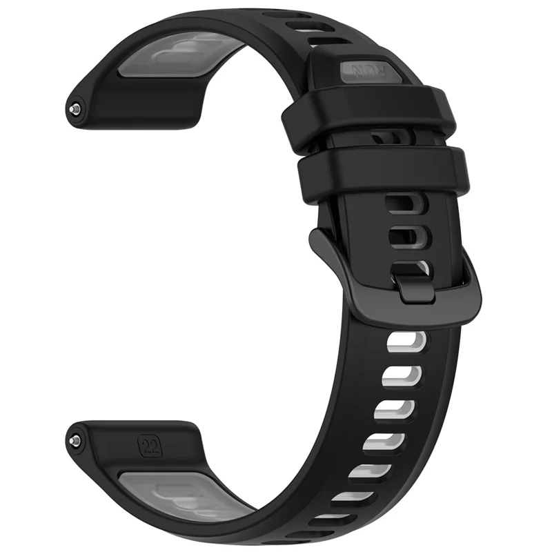 22mm Replacement Strap for Garmin Forerunner 970 / 570 47mm / 265 Silicone Watch Band Multiple Hole Design - Black / Grey
