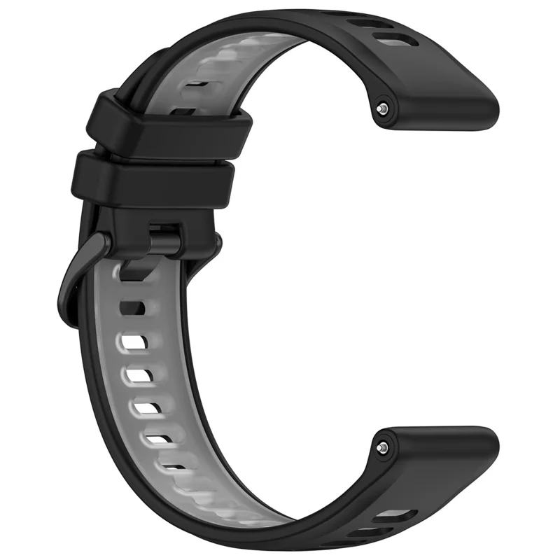 22mm Replacement Strap for Garmin Forerunner 970 / 570 47mm / 265 Silicone Watch Band Multiple Hole Design - Black / Grey