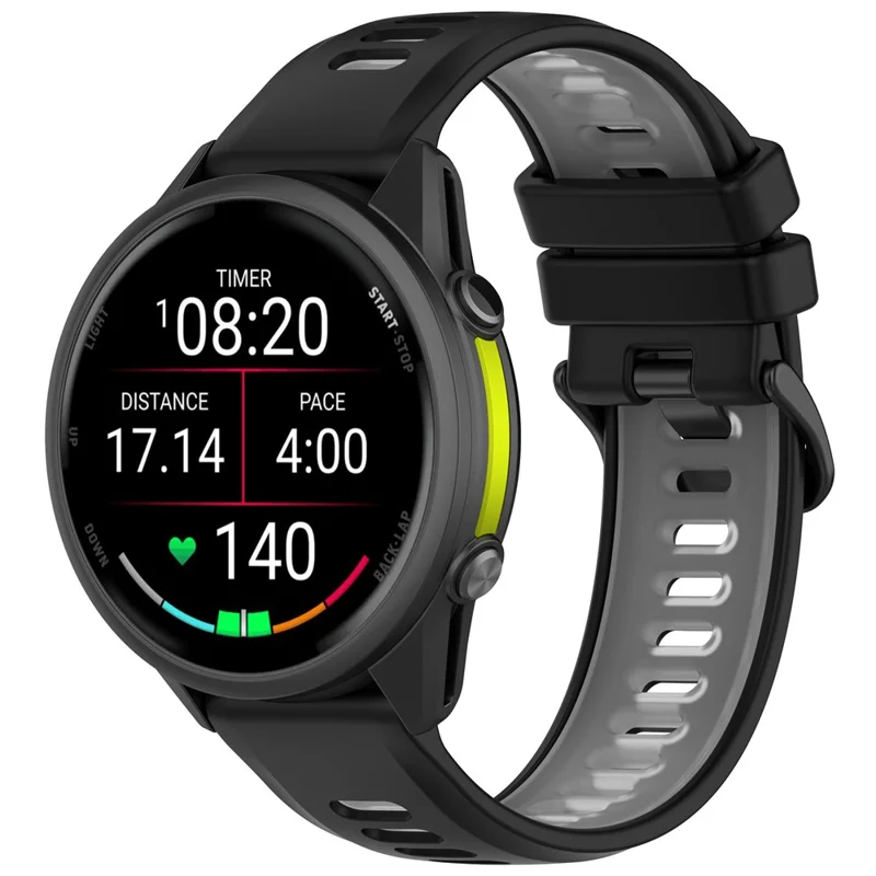 22mm Replacement Strap for Garmin Forerunner 970 / 570 47mm / 265 Silicone Watch Band Multiple Hole Design - Black / Grey
