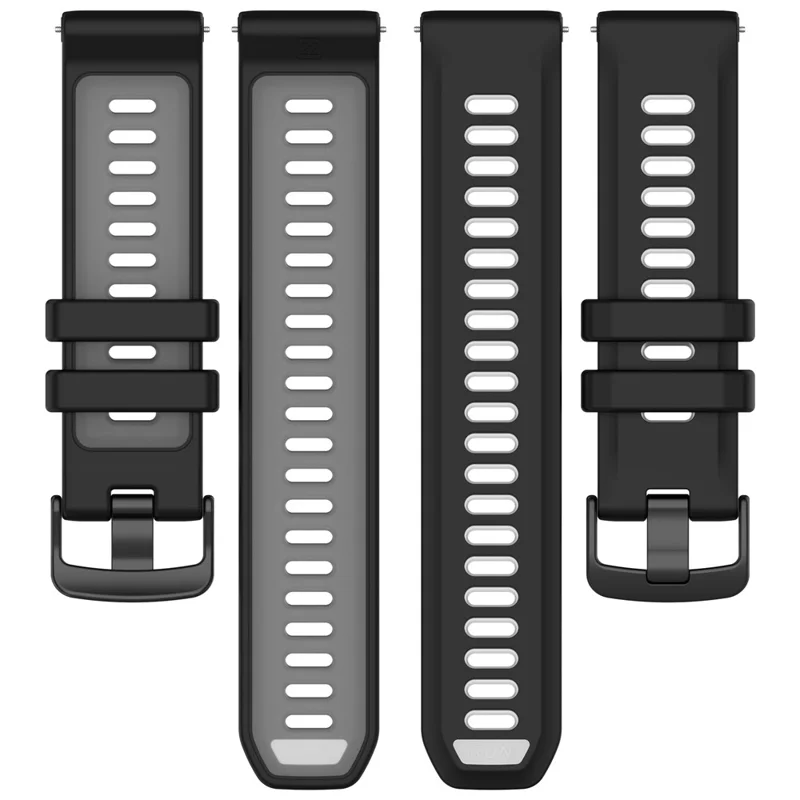 22mm Replacement Strap for Garmin Forerunner 970 / 570 47mm / 265 Silicone Watch Band Multiple Hole Design - Black / Grey