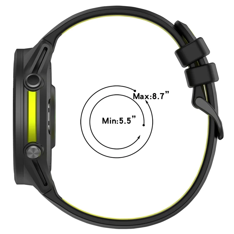 22mm Replacement Strap for Garmin Forerunner 970 / 570 47mm / 265 Silicone Watch Band Multiple Hole Design - Black / Grey