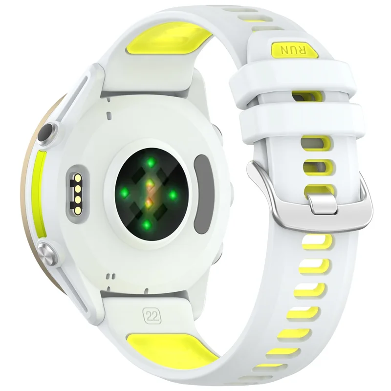 22mm Replacement Strap for Garmin Forerunner 970 / 570 47mm / 265 Silicone Watch Band Multiple Hole Design - White / Lime