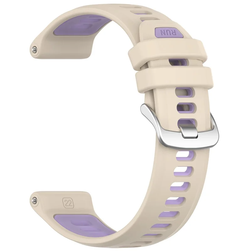 22mm Replacement Strap for Garmin Forerunner 970 / 570 47mm / 265 Silicone Watch Band Multiple Hole Design - Beige / Purple