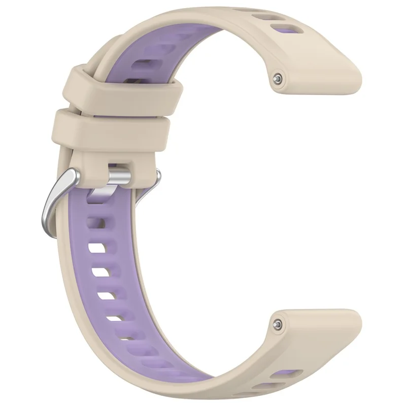 22mm Replacement Strap for Garmin Forerunner 970 / 570 47mm / 265 Silicone Watch Band Multiple Hole Design - Beige / Purple