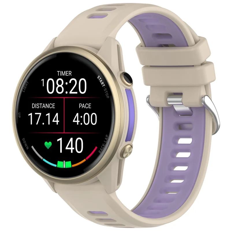 22mm Replacement Strap for Garmin Forerunner 970 / 570 47mm / 265 Silicone Watch Band Multiple Hole Design - Beige / Purple