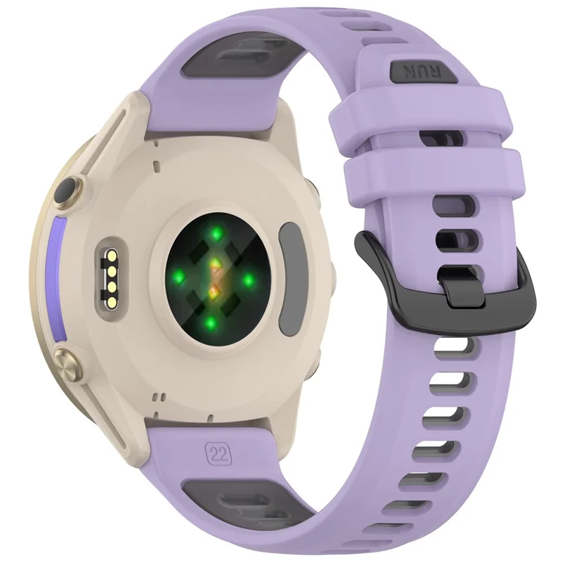 Cinturino di ricambio da 22 mm per Garmin Forerunner 970 / 570 47mm / 265 Fascia per Orologio in Silicone Design Multiforato - Viola / Nero