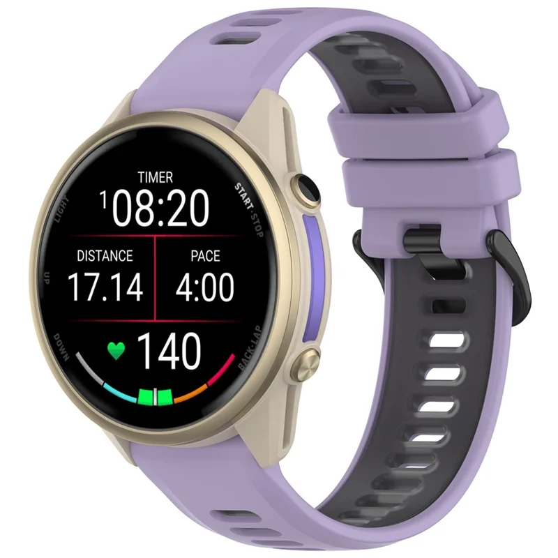 Cinturino di ricambio da 22 mm per Garmin Forerunner 970 / 570 47mm / 265 Fascia per Orologio in Silicone Design Multiforato - Viola / Nero