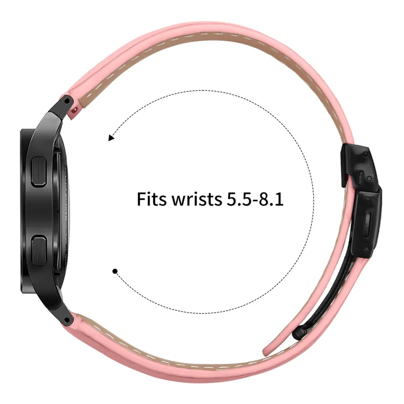 Watch Strap for Samsung Galaxy Watch7 / 6 / 6 Classic / 5 Pro / 5 / 4 Classic / 4 / FE Litchi Texture Leather Band with Black Buckle - Pink