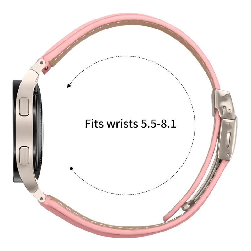 Watch Strap for Samsung Galaxy Watch7 / 6 / 6 Classic / 5 Pro / 5 / 4 Classic / 4 / FE Litchi Texture Leather Band with Starlight Buckle - Pink