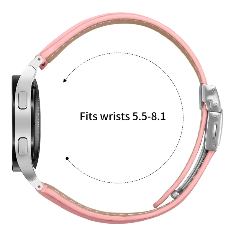 Watch Strap for Samsung Galaxy Watch7 / 6 / 6 Classic / 5 Pro / 5 / 4 Classic / 4 / FE Litchi Texture Leather Band with Silver Buckle - Pink