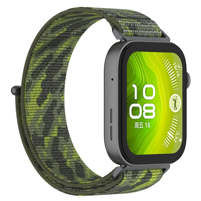 Watch Strap for Huawei Watch Fit 4 Pro / Fit 4 / Fit 3 Adjustable Nylon Loop Band - Green Camouflage