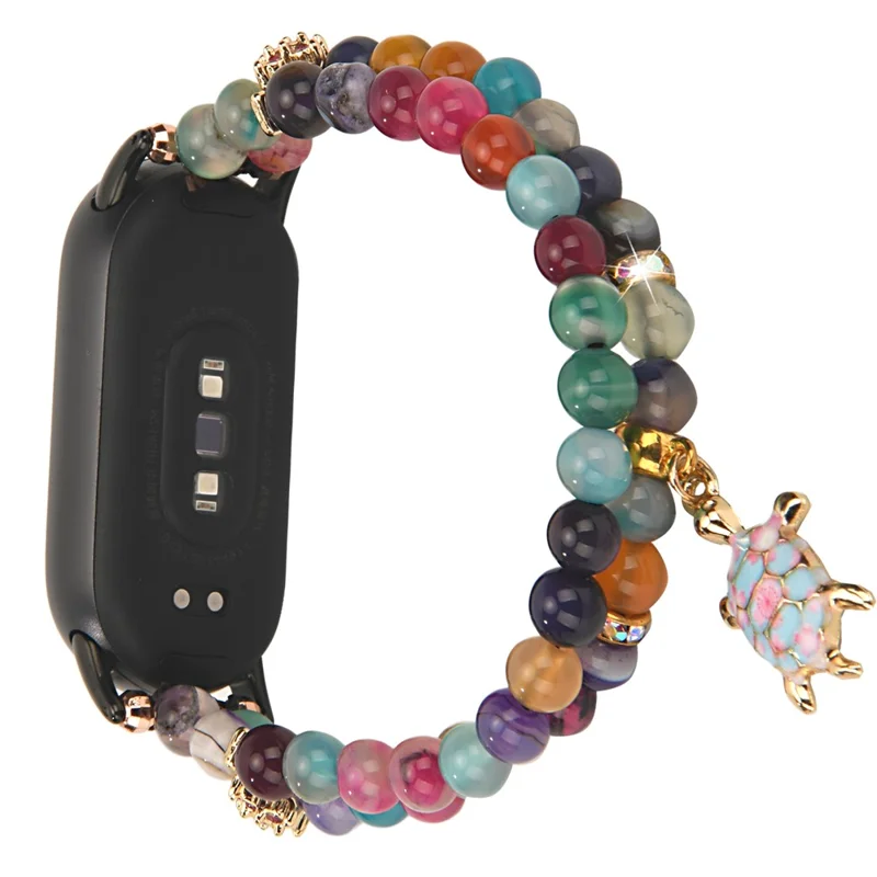 Pour Xiaomi Smart Band 9 / 8 Bracelet de Montre à Perles - Coloré / Pendentif Tortue