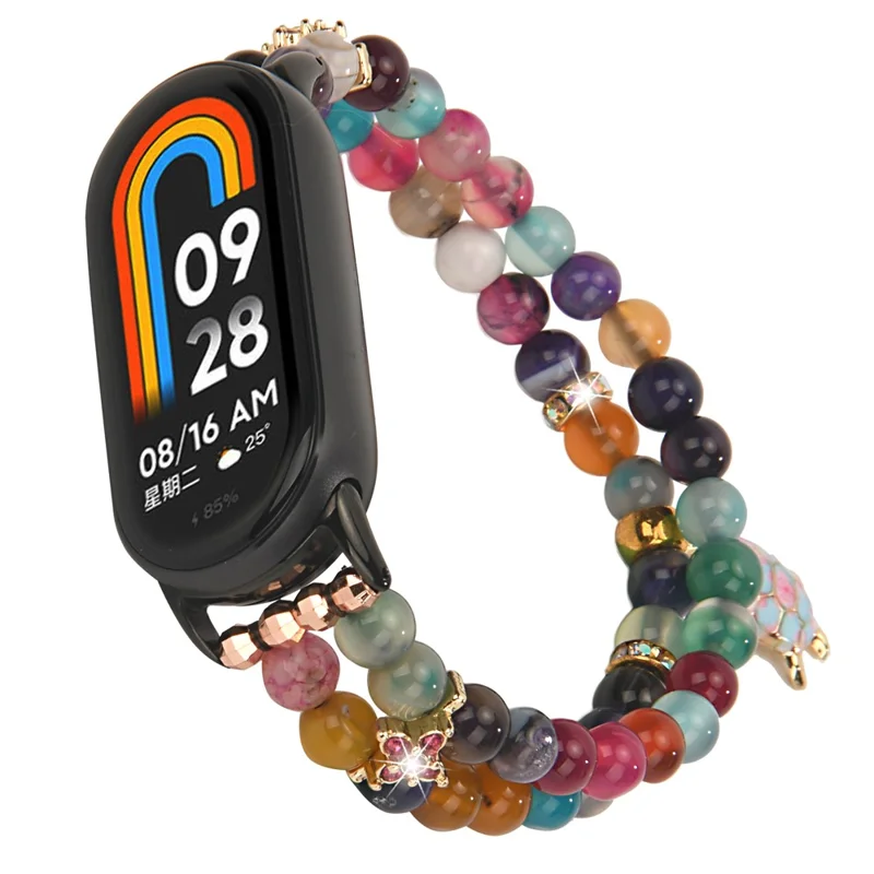 Pour Xiaomi Smart Band 9 / 8 Bracelet de Montre à Perles - Coloré / Pendentif Tortue